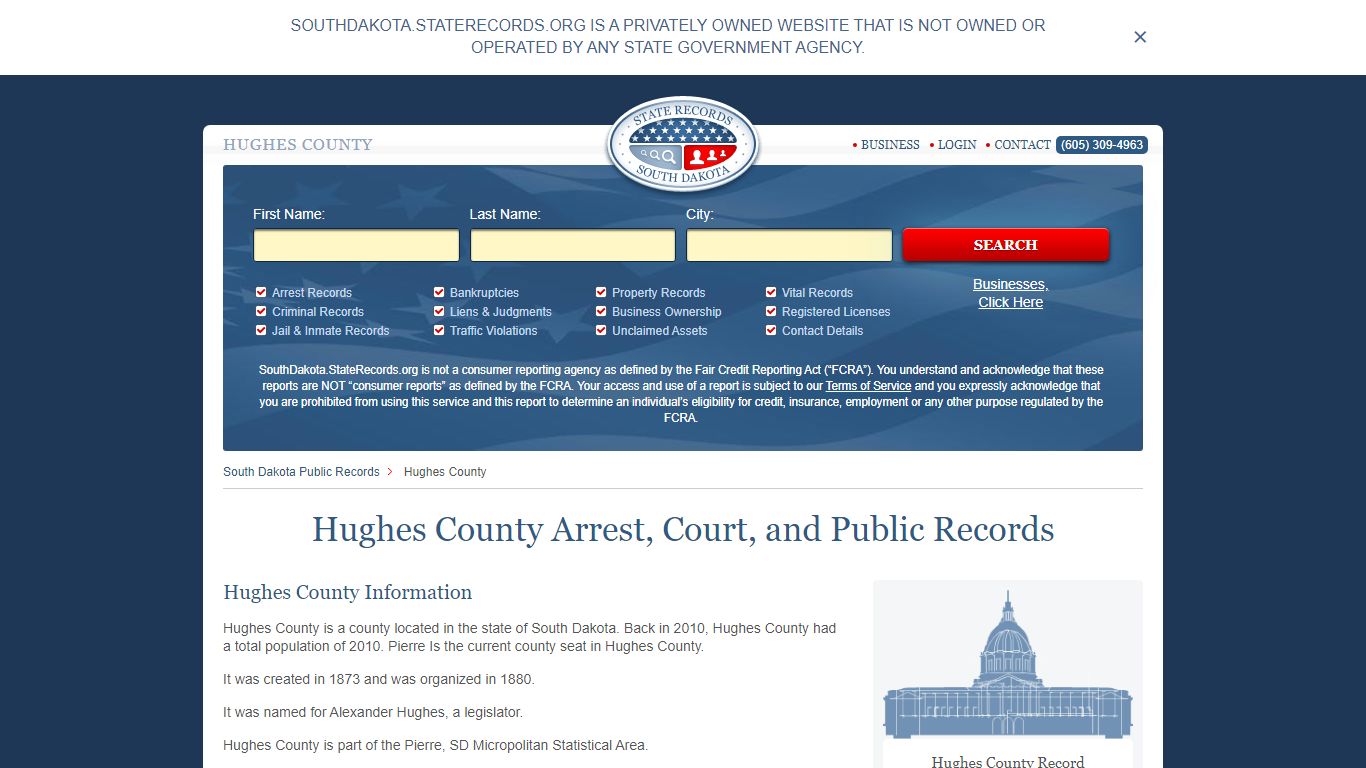 Hughes County Arrest, Court, and Public Records