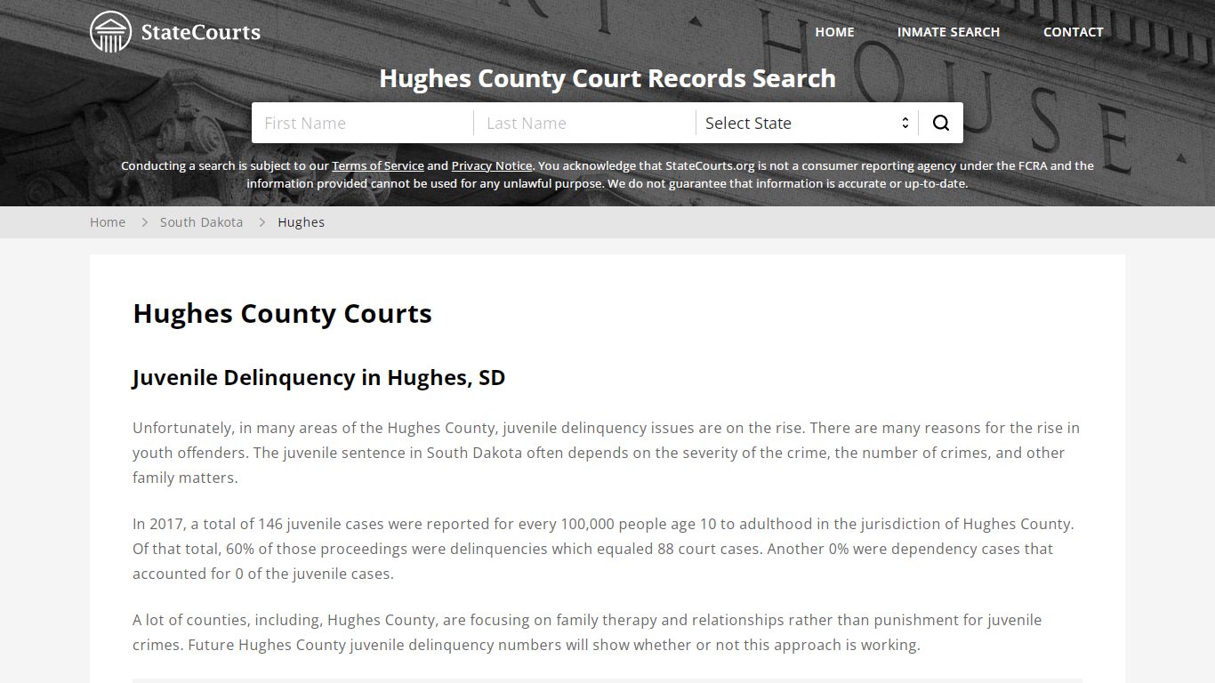 Hughes County, SD Courts - Records & Cases - StateCourts